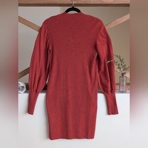 Vero Moda Rust Red Long Sleeve Knit Bodycon Dress